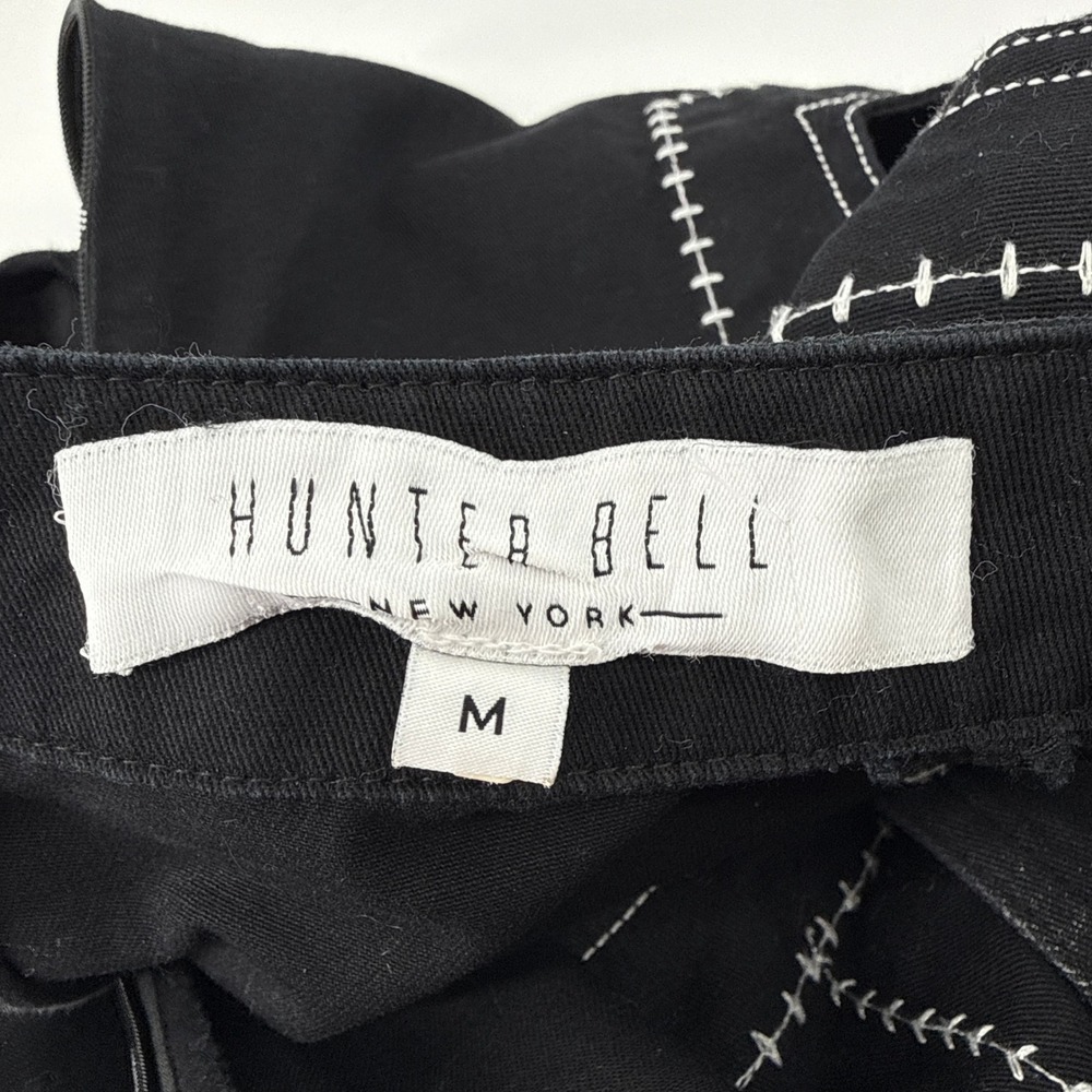 Hunter Bell Devon Black White Contrast Stitch Cotton Devon Tiered Mini Dress M - Picture 6 of 10